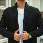 Double Pocket Knitted Cardigan // Black (M)