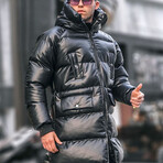 Long Stand Up Collar Down Jacket // Black (M)