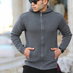 Zippered Hooded Knit Jacket // Smoked (L)