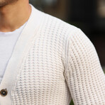 Thick Knitted Buttoned Cardigan // Stone (S)