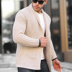 Double Pocket Knitted Cardigan // Beige (M)