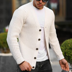 Thick Knitted Buttoned Cardigan // Stone (L)