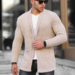 Double Pocket Knitted Cardigan // Beige (XL)