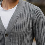 Thick Knitted Buttoned Cardigan // Smoked (M)