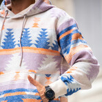 Pattern Oversized Sweatshirt // Orange + Blue (S)