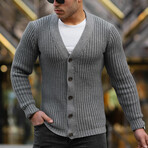 Thick Knitted Buttoned Cardigan // Smoked (L)