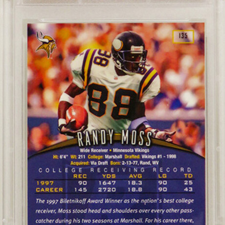 Randy Moss // Minnesota Vikings // 1998 Topps Finest Football #135 RC Rookie Card - PSA 10 GEM MINT