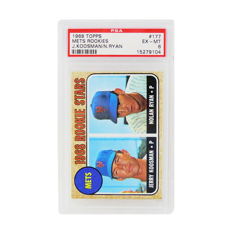 Nolan Ryan / Jerry Koosman (New York Mets) 1968 Topps Baseball #177 RC Rookie Card - PSA 6 (B)