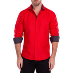 Turning Heads Long Sleeve Button Up // Red (M)