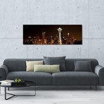 Seattle Panoramic Skyline Cityscape (Night) by Unknown Artist (12"H x 36"W x 1.5"D)