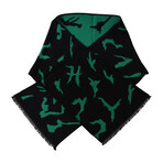 Givenchy // Wool Winter Scarf // Black + Green