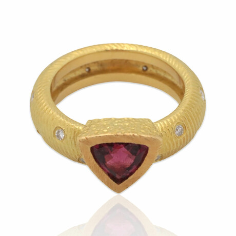 Paul Morelli // 18K Yellow Gold Diamond + Tourmaline Ring // Ring Size:  6.25 // Pre-Owned