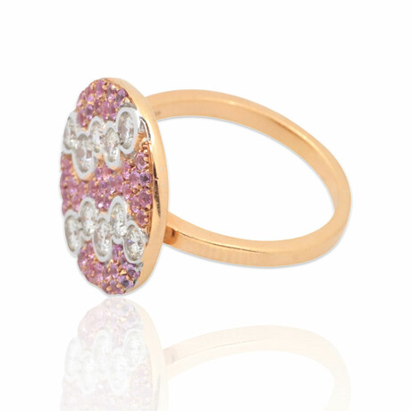 Luca Carati // 18K Rose Gold + 18k White Gold Diamond + Sapphire Ring // Ring Size: 7.5 // Pre-Owned