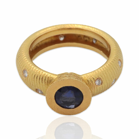 Paul Morelli // 18K Yellow Gold Diamond + Iolite Ring // Ring Size: 6.25 // Pre-Owned