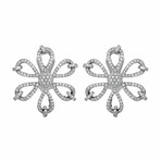 Luca Carati // 18K White Gold Diamond Flower Earrings // New