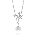 18K White Gold Diamond + Pearl Pendant Necklace // 16" // Store Display