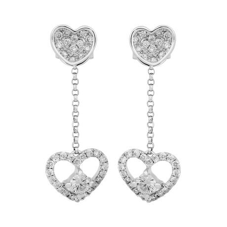 18K White Gold Diamond Drop Earrings // 2.9g // Store Display