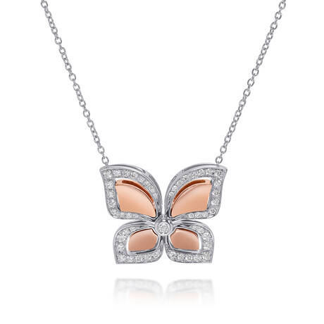 18K White Gold + 18K Rose Gold Diamond Pendant Necklace // 17"-18" // Store Display