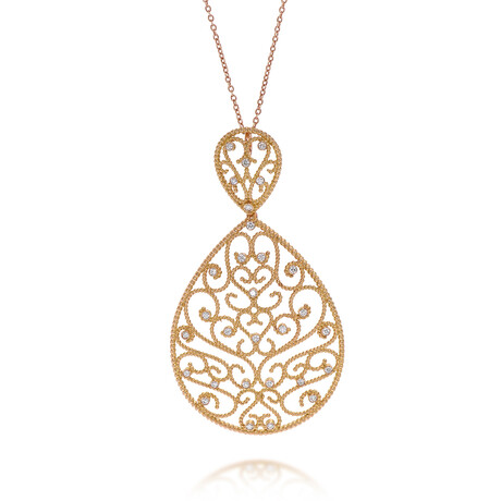 18K Yellow Gold Diamond Pendant Necklace // 16" // Store Display