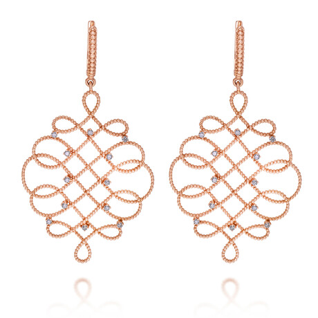 Piero Milano 18K Rose Gold Diamond Drop Earrings // Store Display