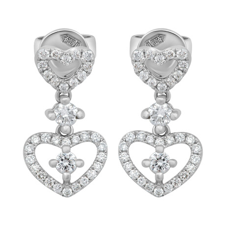 18K White Gold Diamond Drop Earrings // Store Display
