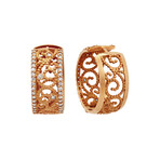 18K Rose Gold Diamond Huggie Earrings // Store Display