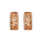18K Rose Gold Diamond Huggie Earrings // Store Display