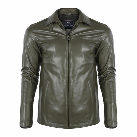 Dylan Leather Jacket // Olive (S)