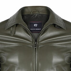 Dylan Leather Jacket // Olive (S)