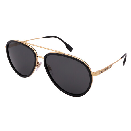 Burberry //Men's BE3125-101787 Aviator Sunglasses // Gold Black + Gray