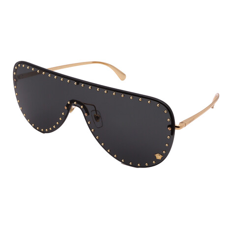 Versace // Women's VE2230B-100287 Square Non-Polarized Sunglasses // Gold + Dark Gray