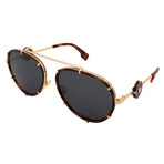Versace // Unisex VE2232-147087 Aviator Non-Polarized Sunglasses // Havana Gold + Dark Gray