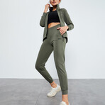 Women's Zipper PocketTracksuit 2-Piece Set  // Green Almond (Small)