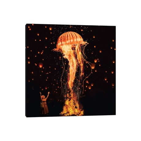 Jellyfish Rising From The Flames by David Loblaw (18"H x 18"W x 0.75"D)