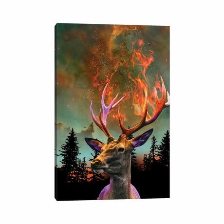 The Nature Of Things - Fire Deer by David Loblaw (26"H x 18"W x 0.75"D)