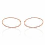 18K Rose Gold Diamond Hoop Earrings // 1.5" // New