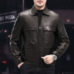 Leather Jacket // Black // Style 2 (4XL)