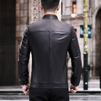 Racer + Duck Down Leather Jacket // Black (M)