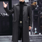Leather Trench Coat with Duckdown Lining // Black (M)