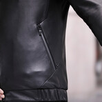 Racer + Duck Down Leather Jacket // Black (L)
