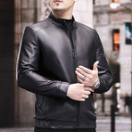 Racer + Duck Down Leather Jacket // Black (2XL)