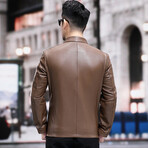 Rhodri Leather Jacket // Light Brown (XL)