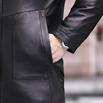 Hooded + Duck Down Leather Coat // Black (M)