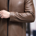 Leather Jacket // Light Brown (XL)
