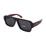 Prada // Men's Aviator PR22YSF-1AB5S0 Non-Polarized Sunglasses // Black-Red + Dark Gray