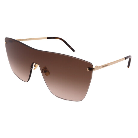 Saint Laurent // Women's SL463 MASK 001 Sunglasses // Gold + Gold-Brown