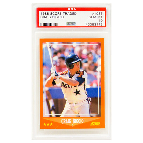 Craig Biggio (Houston Astros) // 1988 Score Traded Baseball // #103T RC Rookie Card - PSA 10  (Silver Label)