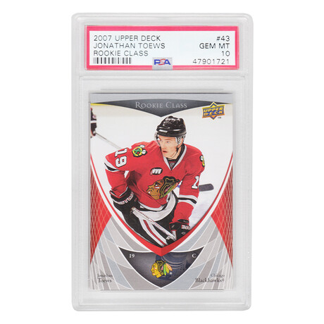 Jonathan Toews (Chicago Blackhawks) // 2007 Upper Deck Rookie Class Hockey // #43 RC Rookie Card - PSA 10 GEM MINT (New Label)