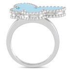 Van Cleef & Arpels // Lucky Alhambra 18K White Gold Turquoise Butterfly Ring // Ring Size: 5.5 // Estate