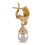 Van Cleef & Arpels // 18K Yellow Gold Diamond + Pearl Earrings // Estate